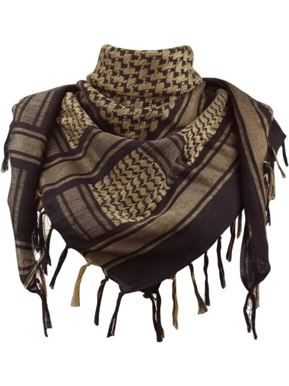 Tactical Cotton Shemagh Scarf - Versatile Desert Neck Wrap with Tassels for All